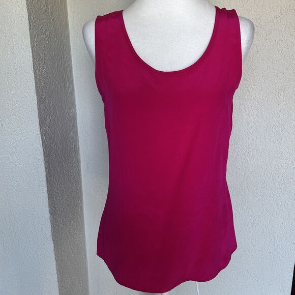 SILK STUDIO By Claude Bennett Fuchsia Top 100% Silk Size 4 - Picture 4 of 6